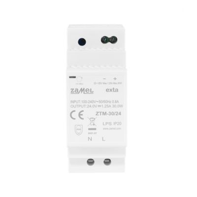 Zasilacz impulsowy montowany na szynie TH-35 (DIN)  30W 24V DC TYP: ZTM-30/24 ZAMEL (EXT10000282-WUN)